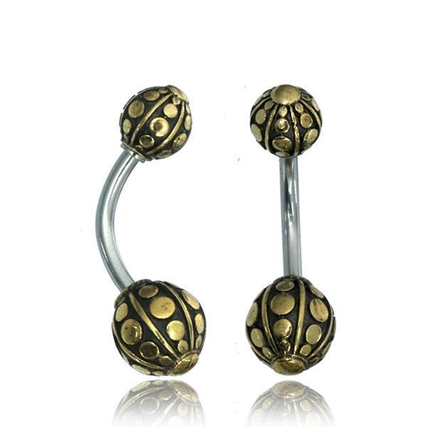 Piercing Nombril GEO Globe en laiton doré ou Argent | calibre 14