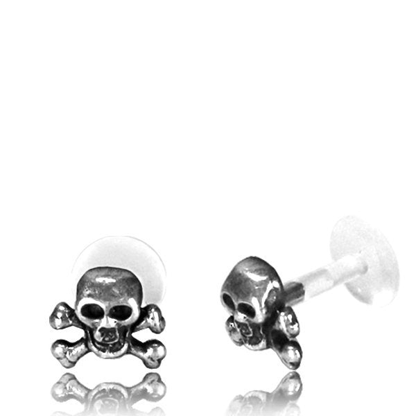 PIRA SKULL Labret Stud en Argent | calibre 16