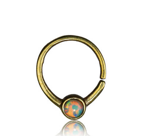 NAE Seamless Septum Ring in Gold & Opal | 18 gauge