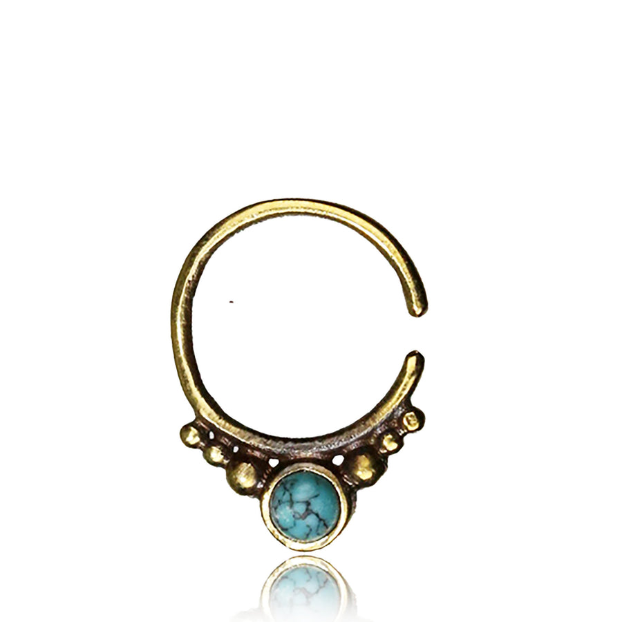 ANI Seamless Septum Ring in Gold & Turquoise | 16 gauge