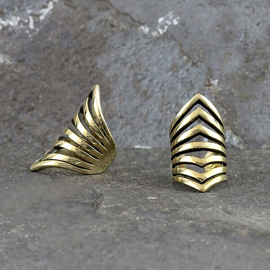 Chevron Racking Cuff LORA Chevron Cage Ear Cuff in Gold – Kaya Movement