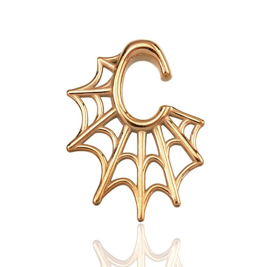 Cintres d'oreille gothiques en acier Spider Web en or rose | 2 jauge