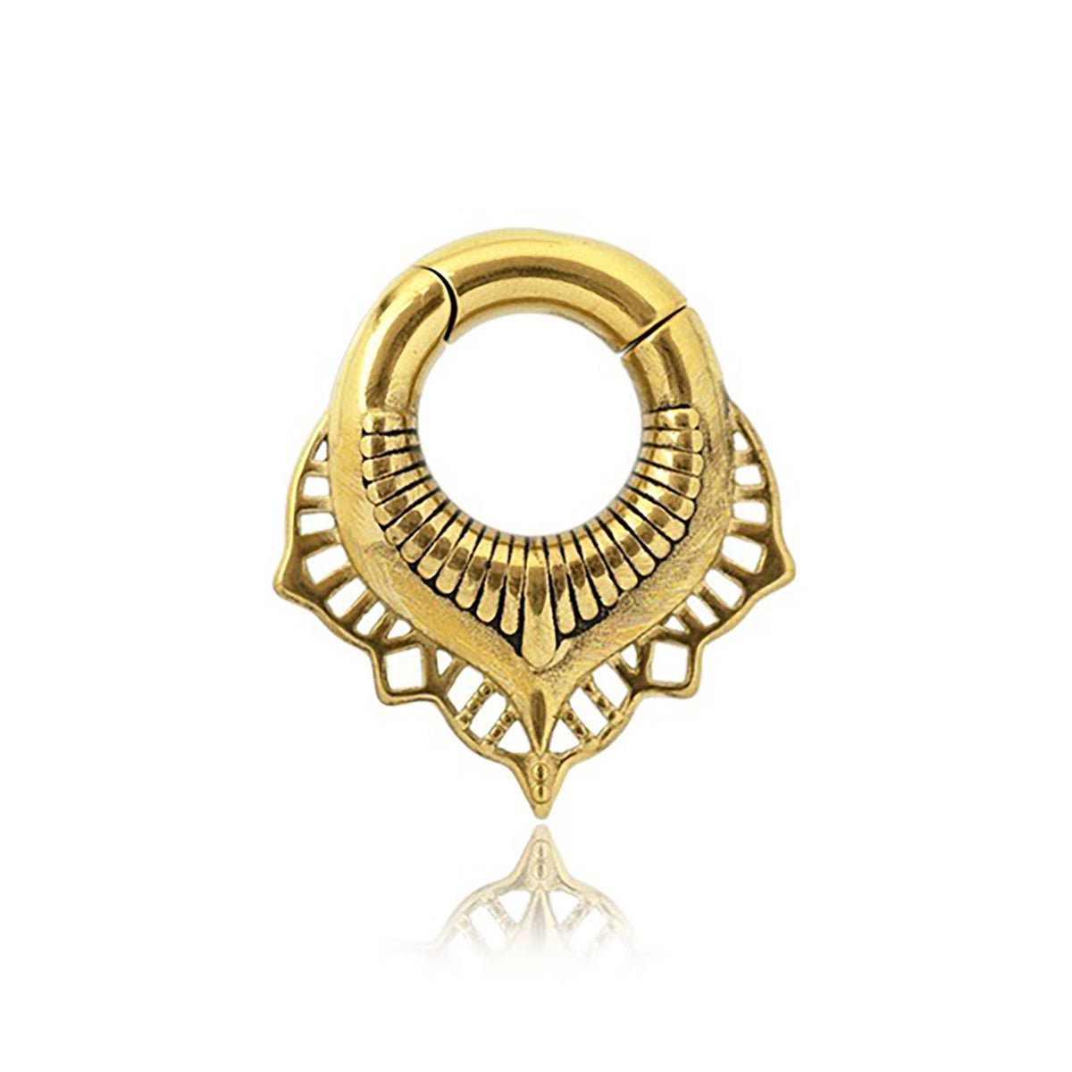 Sacred Lotus Flower Ear Weights in Gold with Magnet Closure | 2 gauge