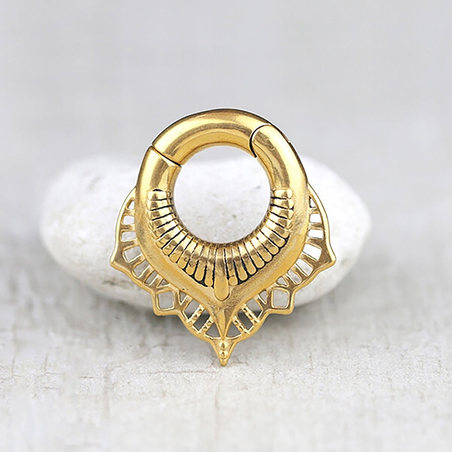 Sacred Lotus Flower Ear Weights in Gold with Magnet Closure | 2 gauge