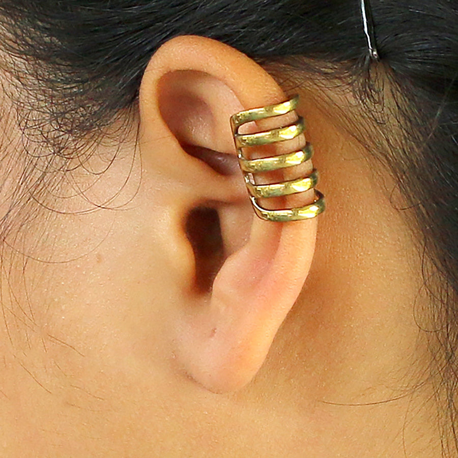 KIRA Long Cage Ear Cuff in Gold
