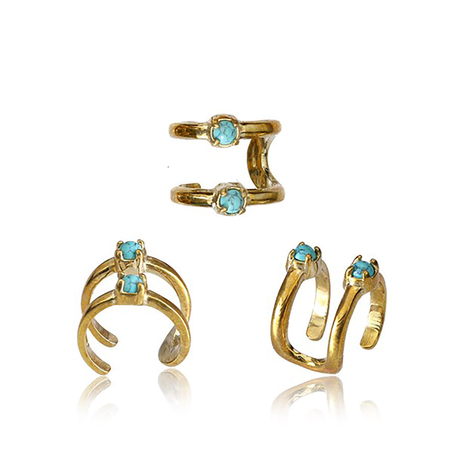 Boucle d'Oreille LORY en Or &amp; Turquoise