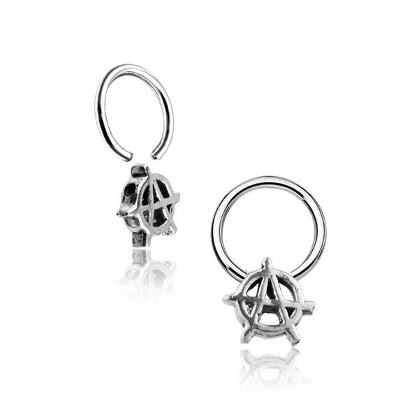 ANARCHY — Silver-tone charm piercing ring