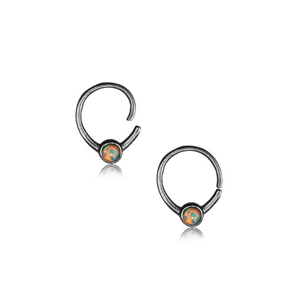 Opal nose ring - Silver septum ring - Horseshoe piercing - Seamless nose ring - 8mm Septum - Septum piercing - Small nose ring 18g