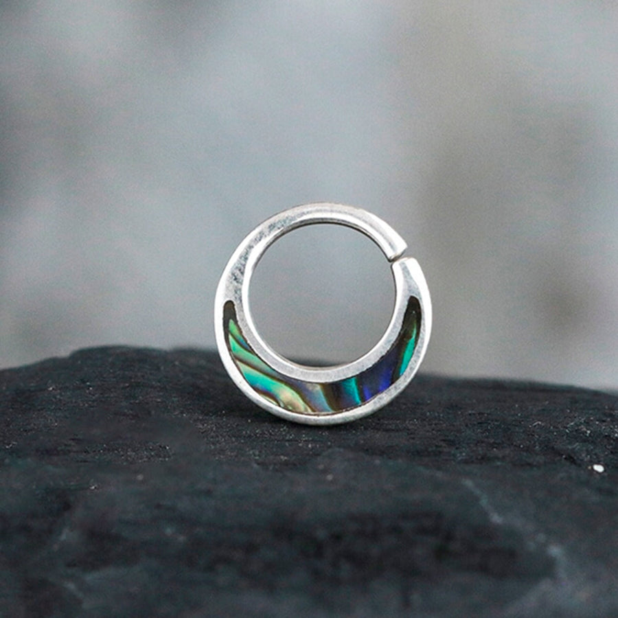 Septum in 925 Silver with abalone shell - Silver Septum Ring - Silver nose hoop - Piercing Nose Ring