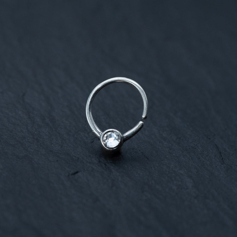 Zircon Silver septum ring - Horseshoe piercing - Small Seamless nose ring - 8mm Septum - Septum piercing 18g