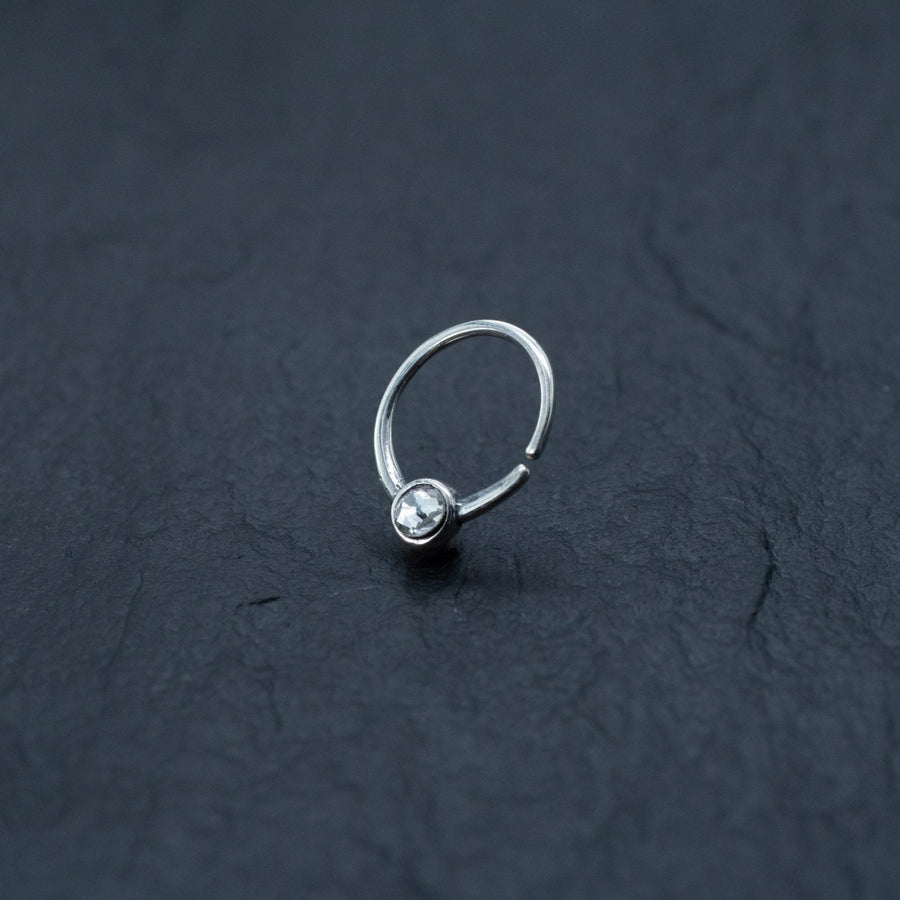 Zircon Silver septum ring - Horseshoe piercing - Small Seamless nose ring - 8mm Septum - Septum piercing 18g