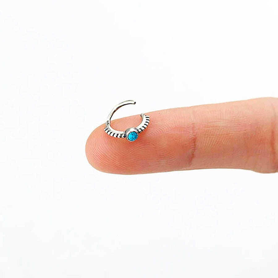 925 silver indian nose ring with Turquoise - 8mm septum - Silver nose hoop - Rook piercing jewelry - Tragus piercing - Helix jewelry