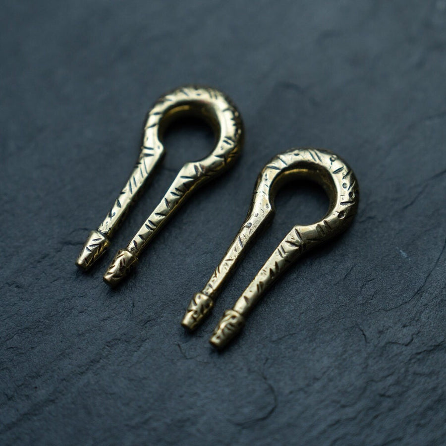 Gold Ear Weights | Keyhole & Hanger Style | Stretched Lobes Body Mod Jewelry | Minimalist Earrings