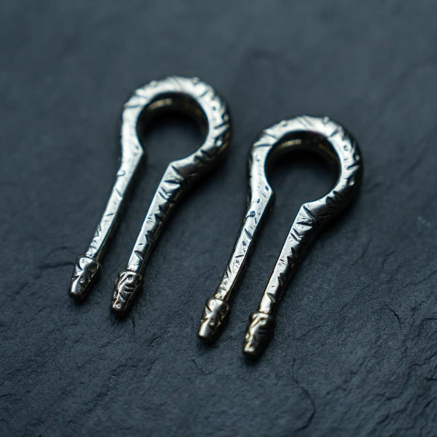 Silver White Brass Ear Weights | Keyhole & Hanger Style | Stretched Lobes Body Mod Jewelry | Minimalist Earrings