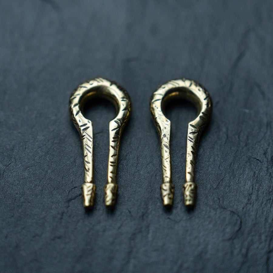 Gold Ear Weights | Keyhole & Hanger Style | Stretched Lobes Body Mod Jewelry | Minimalist Earrings