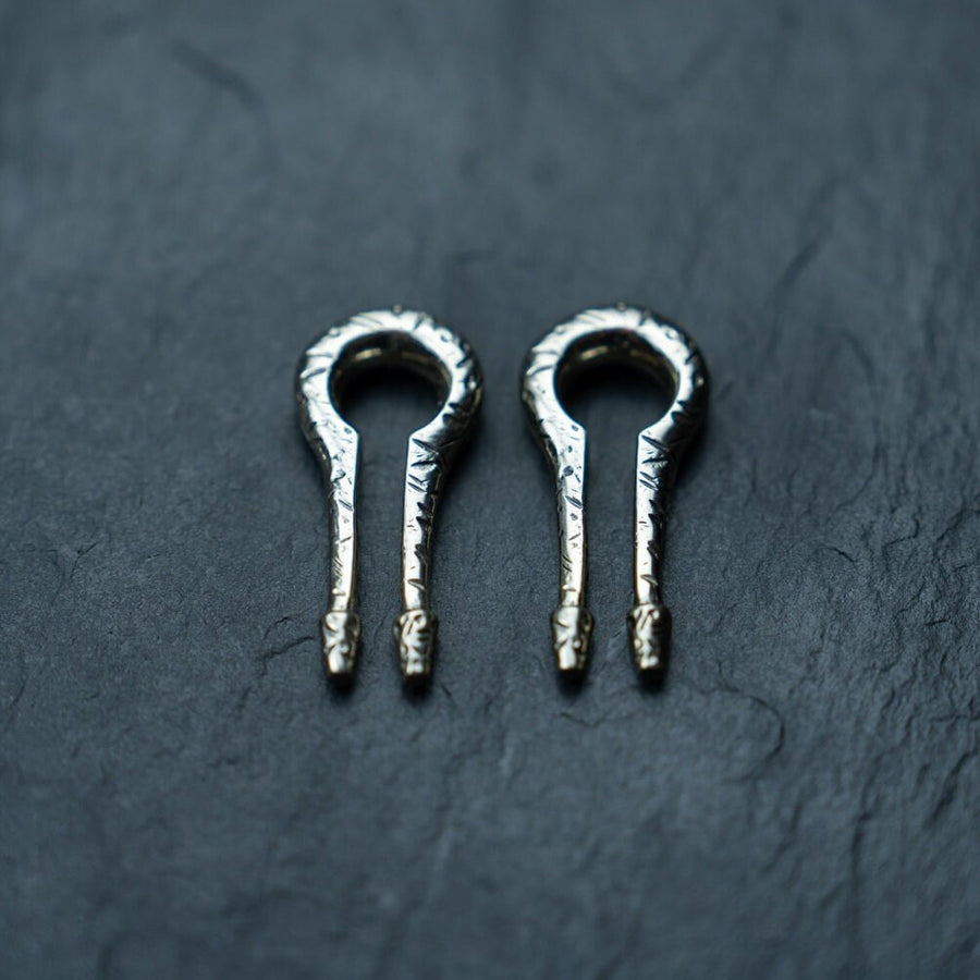 Silver White Brass Ear Weights | Keyhole & Hanger Style | Stretched Lobes Body Mod Jewelry | Minimalist Earrings