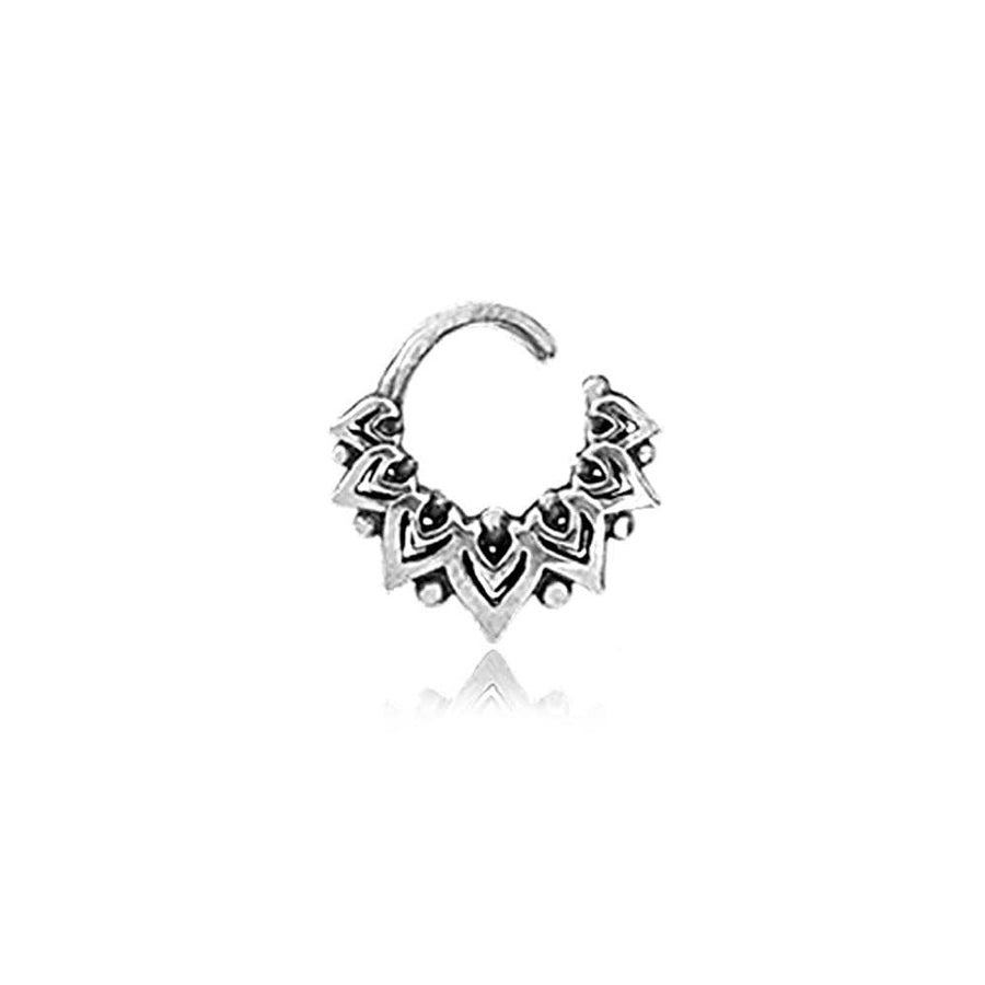 LONA Silver Mandala-Style Septum - Bohemian 1.2mm: 6mm, 8mm, 10mm Diameters - Jewelry for Nose, Tragus, Lobe