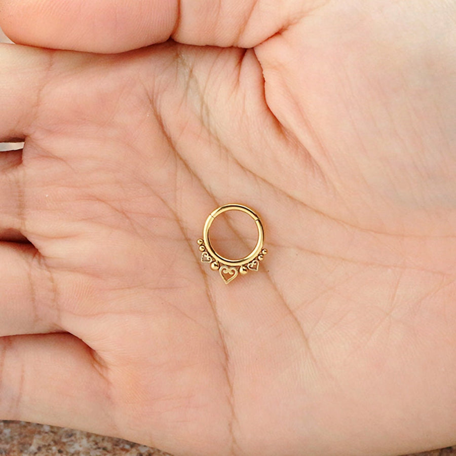 Liora Minimalist Mandala-Inspired Septum in 316L Steel Gold Finish - 1.2mm Gauge, 6mm, 8mm, 10mm Diameters