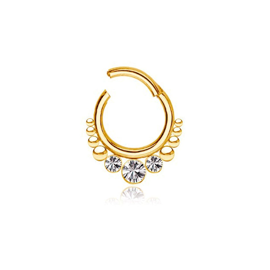 TriZa Gold PVD Septum with Three Sparkling Zirconias - 1.2mm Gauge, 6mm Diameter: Refined Jewelry for Elegant Outings