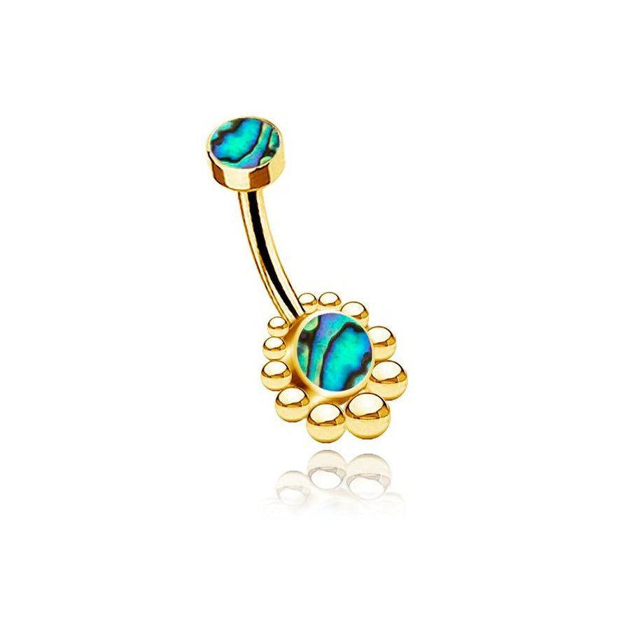 Bohal Navel Jewelry - Boho Essence with Abalone Shell - 316L Surgical Steel Gold Finish- Natural and Bohemian Elegance