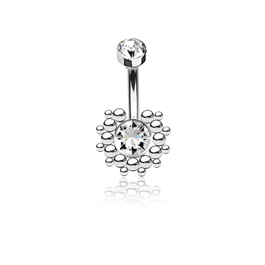Sira Navel Piercing - Geometric Silver Design - Modern Brilliance with Zircon - Piercing Belly Button 10mm - 1,6mm - gauge 14g 