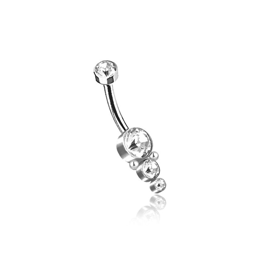 Xale 1.6mm Navel Piercing - Brilliant Gold Finish - Embellished with Four Sparkling Zircons for a Touch of Luxury