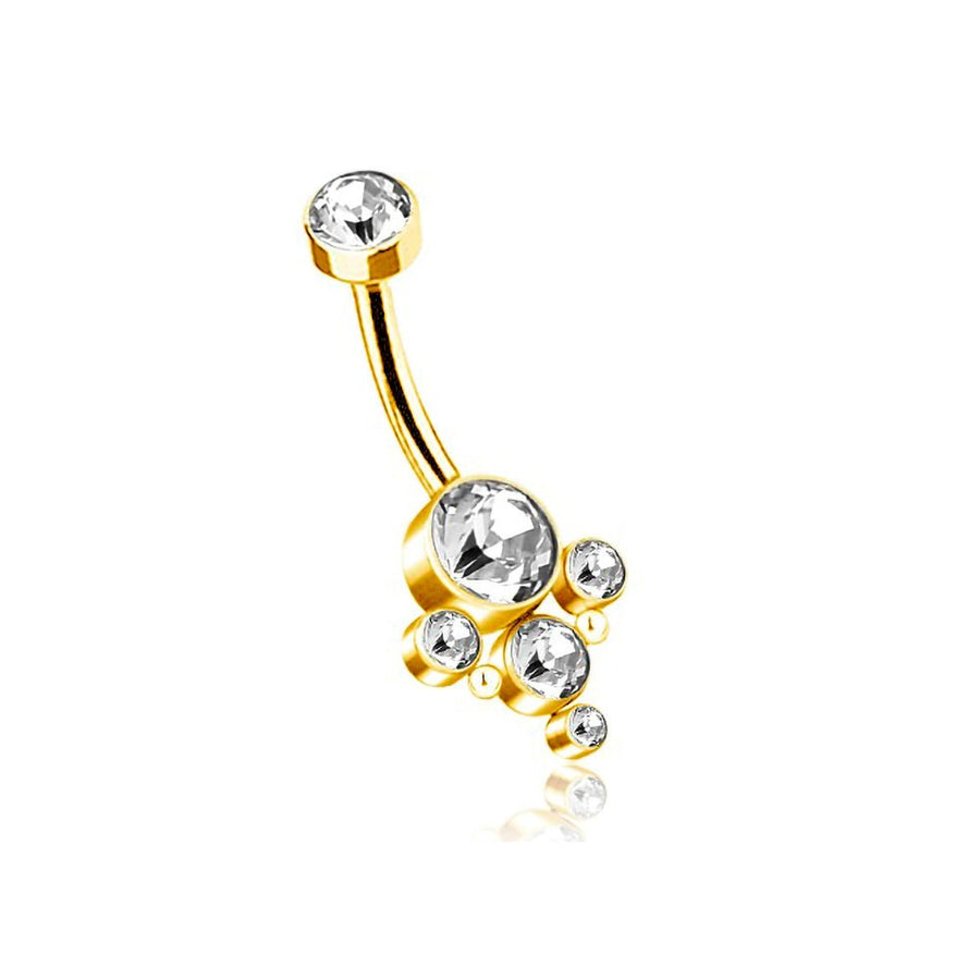 Lysor 1.6mm Navel Piercing - Mandala Chic Inspiration - Gold Finish with Six Bright Zircons for Unmatched Elegance