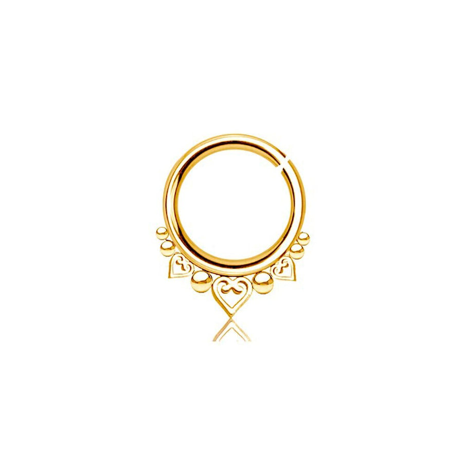 316L Steel PVD Gold Mandala Design Septum "Natura" - 1.2mm, 8mm Diameter - Jewelry Evoking Nature and Spirituality
