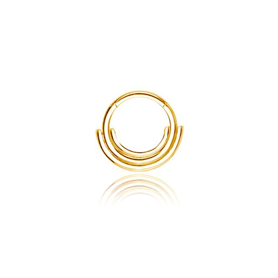 Lira Minimalist Boho Chic Septum in 316L Steel Gold PVD Finish - 1.2mm Gauge, 8mm Diameter - Refined gold Bohemian jewelry Modern style