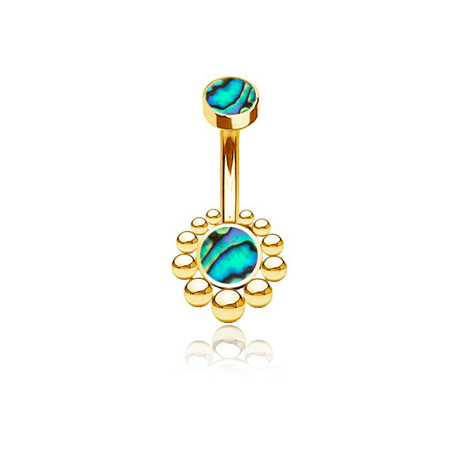 Bohal Navel Jewelry - Boho Essence with Abalone Shell - 316L Surgical Steel Gold Finish- Natural and Bohemian Elegance