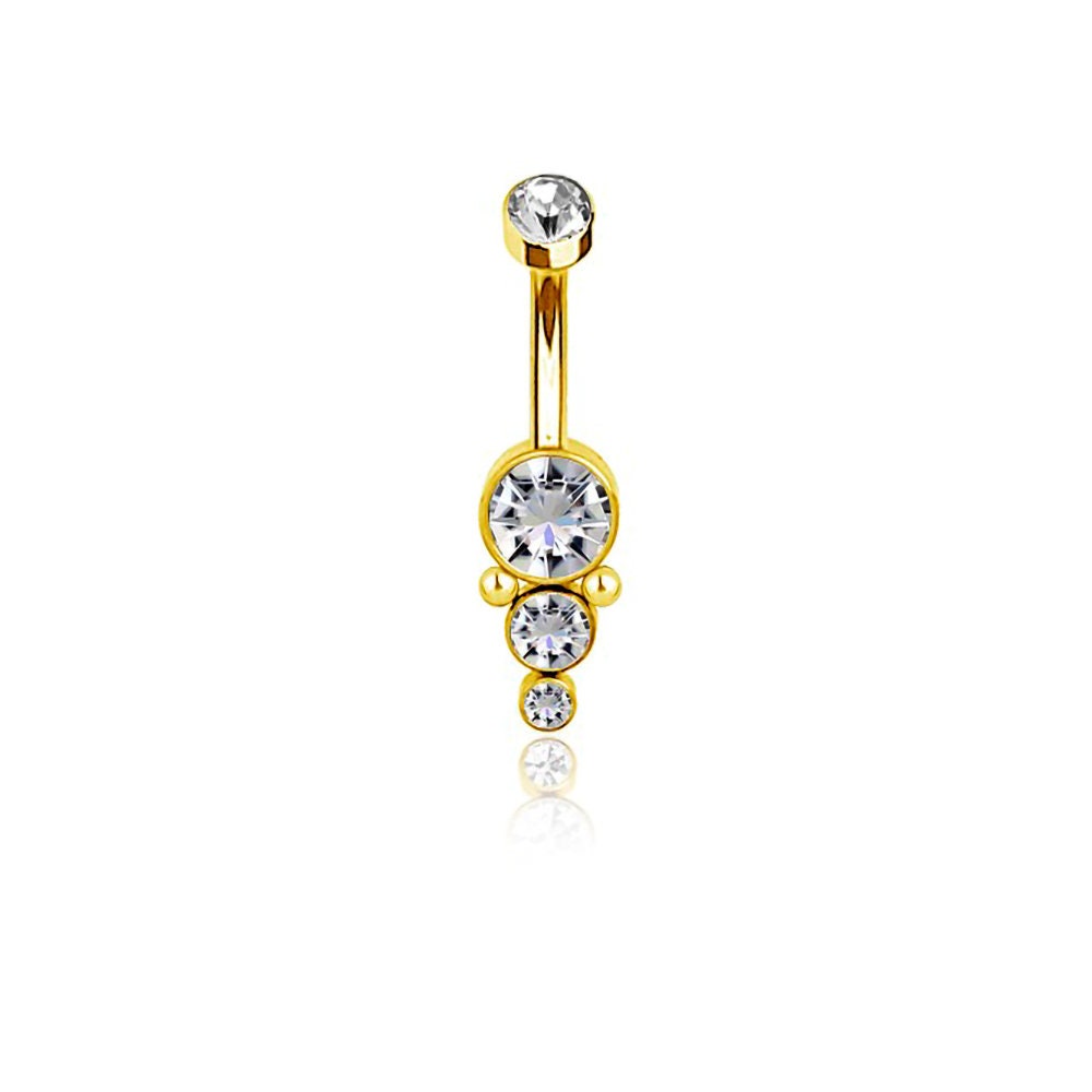 XANE — Piercing de nombril doré, quatre zircons