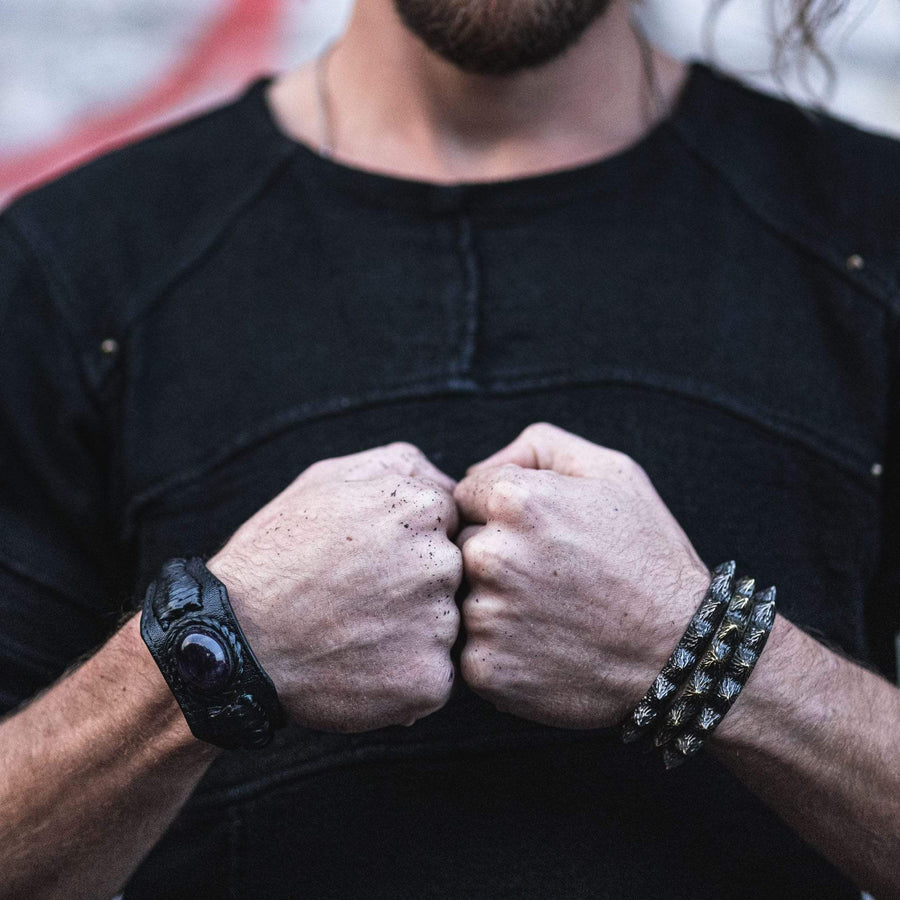 Kaya Movement Bracelets & Bangles ANOM Leather Bracelet with Amethyst