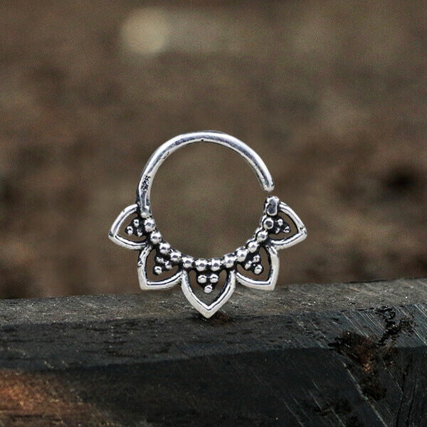 KAMAL Lotus Flower Ring in Silver | 16 gauge