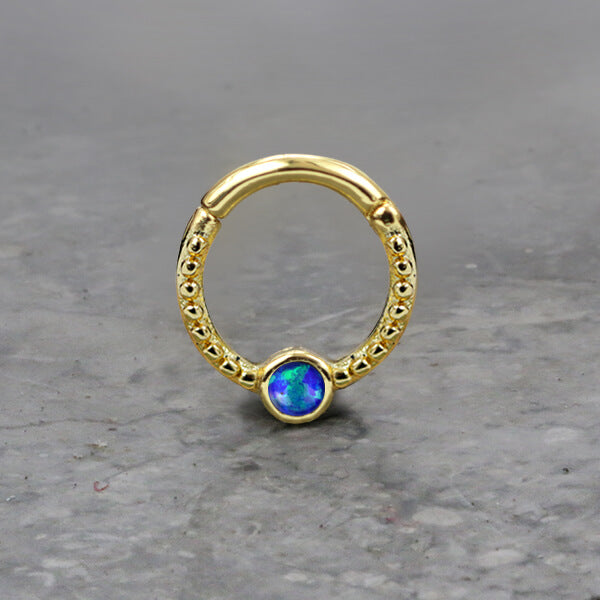 ORIEL — Gold-tone blue opal septum