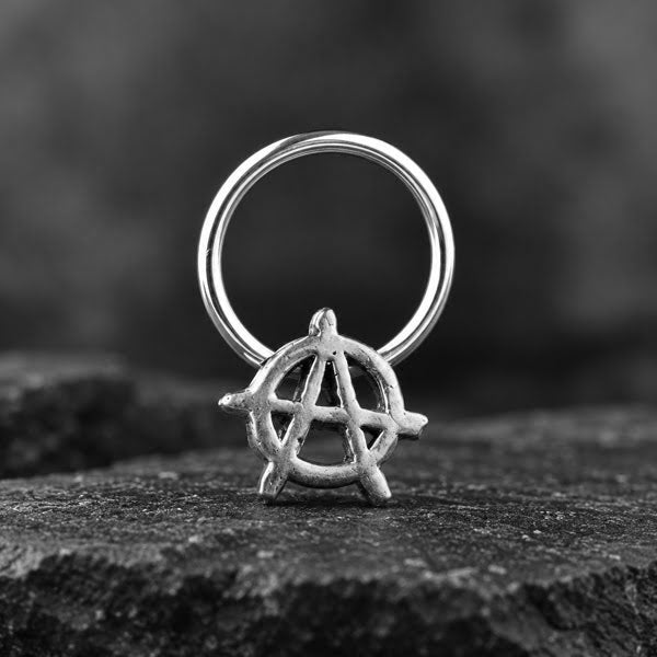 ANARCHY — Silver-tone charm piercing ring