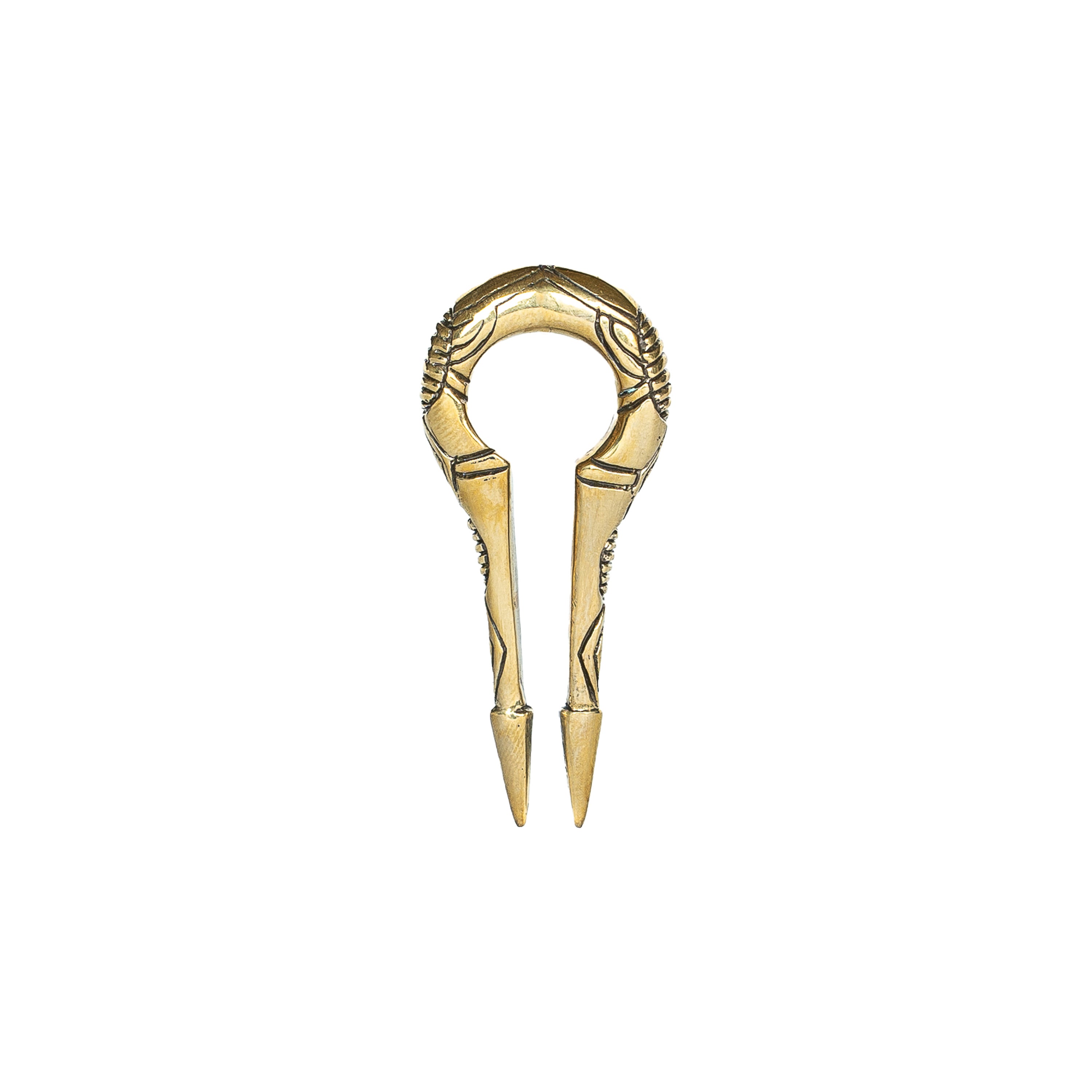 EXRO Biomechanical Cyborg Keyhole Ear Weights in Gold Brass | 2 gauge