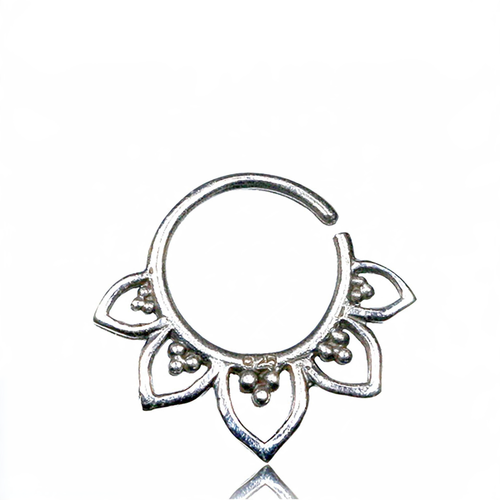 MAWAR Bague Septum Fleur de Lotus en Argent | calibre 18